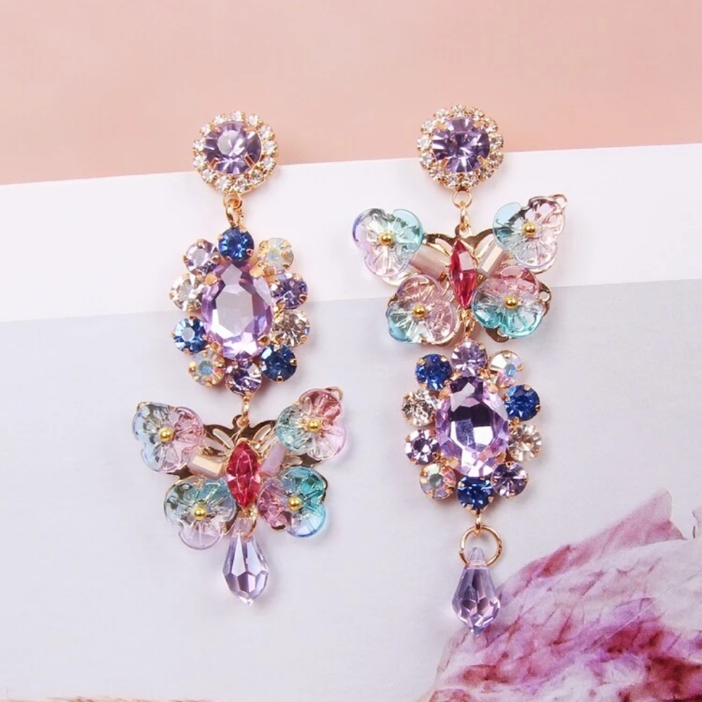 "Brooke" Crystal Butterfly Statement Earrings